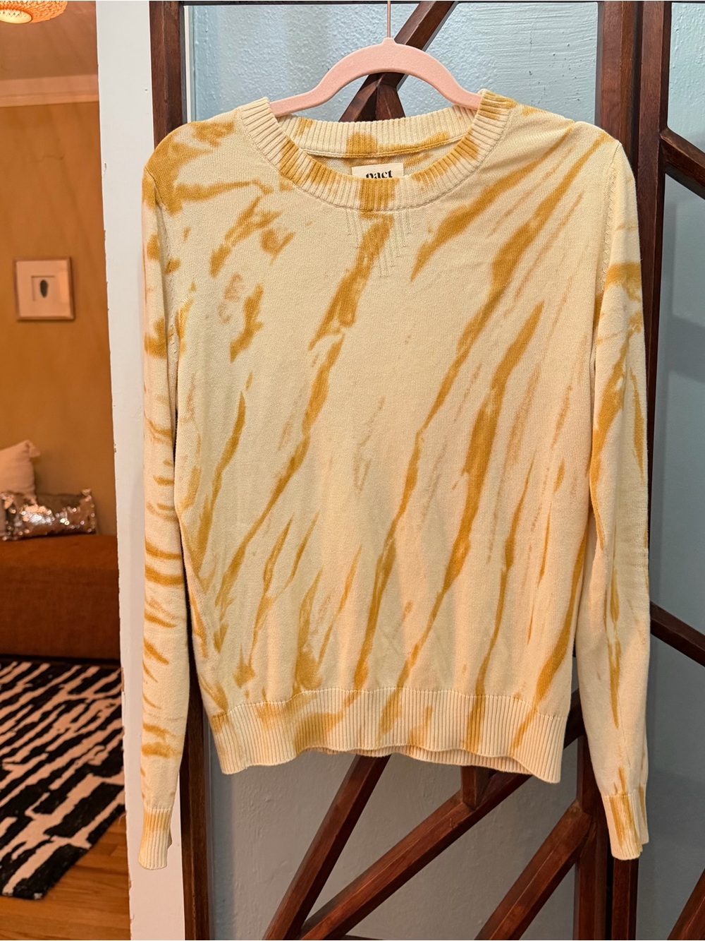 PACT Spiral Tie Dye Classic Crewneck Yellow Crew Top